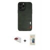 MARSİLYAN™- iPhone 13 Pro Max Kılıf Doruk Asil Koleksiyonu - Siyah 6D Mat Seramik Hayalet Nano Ekran Koruyucu + Pers Alüminyum Kamera Lens - KI