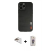 MARSİLYAN™- iPhone 13 Pro Max Kılıf Doruk Asil Koleksiyonu - Siyah Bilvis 3D Cam Ekran Koruyucu + Pers Alüminyum Kamera Lens - GD