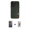 MARSİLYAN™- iPhone 13 Pro Max Kılıf Doruk Asil Koleksiyonu - Siyah Bilvis 3D Cam Ekran Koruyucu + Neon Fosforlu Kamera Lens - YL