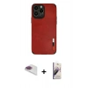 MARSİLYAN™- iPhone 13 Pro Max Kılıf Doruk Asil Koleksiyonu - Siyah Bilvis 3D Mat Cam Ekran Koruyucu + Pers Alüminyum Kamera Lens - GI