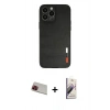 MARSİLYAN™- iPhone 13 Pro Max Kılıf Doruk Asil Koleksiyonu - Siyah Bilvis 3D Mat Cam Ekran Koruyucu + Rainbow Kamera Lens Koruma Cam - KI
