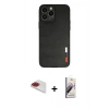 MARSİLYAN™- iPhone 13 Pro Max Kılıf Doruk Asil Koleksiyonu - Siyah Bilvis 3D Mat Cam Ekran Koruyucu + Pers Alüminyum Kamera Lens - KI