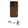 MARSİLYAN™- iPhone 13 Pro Max Kılıf Doruk Asil Koleksiyonu - Siyah Bilvis 3D Mat Cam Ekran Koruyucu + Pers Alüminyum Kamera Lens - SABE