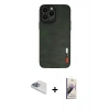 MARSİLYAN™- iPhone 13 Pro Max Kılıf Doruk Asil Koleksiyonu - Siyah Bilvis 3D Mat Cam Ekran Koruyucu + Pers Alüminyum Kamera Lens - SABE