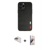 MARSİLYAN™- iPhone 13 Pro Max Kılıf Doruk Asil Koleksiyonu - Siyah Bilvis 3D Mat Cam Ekran Koruyucu + Pers Alüminyum Kamera Lens - GD