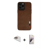 MARSİLYAN™- iPhone 13 Pro Max Kılıf Doruk Asil Koleksiyonu - Siyah Bilvis 3D Mat Cam Ekran Koruyucu + Pers Alüminyum Kamera Lens - GD