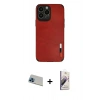MARSİLYAN™- iPhone 13 Pro Max Kılıf Doruk Asil Koleksiyonu - Siyah Bilvis 3D Mat Cam Ekran Koruyucu + Rainbow Kamera Lens Koruma Cam - MI