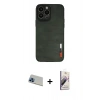MARSİLYAN™- iPhone 13 Pro Max Kılıf Doruk Asil Koleksiyonu - Siyah Bilvis 3D Mat Cam Ekran Koruyucu + Rainbow Kamera Lens Koruma Cam - MI
