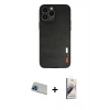 MARSİLYAN™- iPhone 13 Pro Max Kılıf Doruk Asil Koleksiyonu - Siyah Bilvis 3D Mat Cam Ekran Koruyucu + Rainbow Kamera Lens Koruma Cam - MI