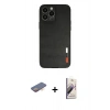 MARSİLYAN™- iPhone 13 Pro Max Kılıf Doruk Asil Koleksiyonu - Siyah Bilvis 3D Mat Cam Ekran Koruyucu + Renkli Kamera Lens Koruma Cam - TU