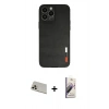 MARSİLYAN™- iPhone 13 Pro Max Kılıf Doruk Asil Koleksiyonu - Siyah Bilvis 3D Mat Cam Ekran Koruyucu + Rose Gold Rainbow Kamera Lens Koruma Cam