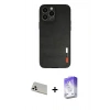 MARSİLYAN™- iPhone 13 Pro Max Kılıf Doruk Asil Koleksiyonu - Siyah Bilvis 5in1 3D Magic Cam Ekran Koruyucu + Rainbow Kamera Lens Koruma Cam - BZ