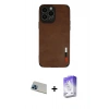 MARSİLYAN™- iPhone 13 Pro Max Kılıf Doruk Asil Koleksiyonu - Siyah Bilvis 5in1 3D Magic Cam Ekran Koruyucu + Rainbow Kamera Lens Koruma Cam - MI
