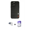 MARSİLYAN™- iPhone 13 Pro Max Kılıf Doruk Asil Koleksiyonu - Siyah Bilvis 5in1 3D Magic Cam Ekran Koruyucu + Pers Alüminyum Kamera Lens - LT