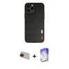 MARSİLYAN™- iPhone 13 Pro Max Kılıf Doruk Asil Koleksiyonu - Siyah Bilvis 5in1 3D Magic Cam Ekran Koruyucu + Kırmızı Rainbow Kamera Lens Koruma Cam
