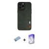 MARSİLYAN™- iPhone 13 Pro Max Kılıf Doruk Asil Koleksiyonu - Siyah Bilvis 5in1 3D Magic Cam Ekran Koruyucu + Shine Kamera Lens Koruma Cam - MI