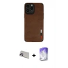 MARSİLYAN™- iPhone 13 Pro Max Kılıf Doruk Asil Koleksiyonu - Siyah Bilvis 5in1 3D Magic Cam Ekran Koruyucu + Rainbow Kamera Lens Koruma Cam - MR