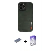 MARSİLYAN™- iPhone 13 Pro Max Kılıf Doruk Asil Koleksiyonu - Siyah Bilvis 5in1 3D Magic Cam Ekran Koruyucu + Renkli Kamera Lens Koruma Cam - YL