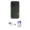 MARSİLYAN™- iPhone 13 Pro Max Kılıf Doruk Asil Koleksiyonu - Siyah Bilvis 5in1 3D Magic Cam Ekran Koruyucu + Pers Alüminyum Kamera Lens - LT