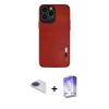 MARSİLYAN™- iPhone 13 Pro Max Kılıf Doruk Asil Koleksiyonu - Siyah Bilvis 5in1 3D Magic Cam Ekran Koruyucu + Pers Alüminyum Kamera Lens - LT