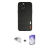 MARSİLYAN™- iPhone 13 Pro Max Kılıf Doruk Asil Koleksiyonu - Siyah Bilvis 5in1 3D Magic Cam Ekran Koruyucu + Pers Alüminyum Kamera Lens - SABE