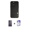 MARSİLYAN™- iPhone 13 Pro Max Kılıf Doruk Asil Koleksiyonu - Siyah Bilvis 5in1 3D Magic Cam Ekran Koruyucu + Beyaz Neon Fosforlu Kamera Lens