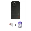 MARSİLYAN™- iPhone 13 Pro Max Kılıf Doruk Asil Koleksiyonu - Siyah Bilvis 5in1 3D Magic Cam Ekran Koruyucu + Pers Alüminyum Kamera Lens - KI