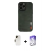 MARSİLYAN™- iPhone 13 Pro Max Kılıf Doruk Asil Koleksiyonu - Siyah Bilvis 5in1 3D Magic Cam Ekran Koruyucu + Shine Kamera Lens - GD