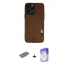 MARSİLYAN™- iPhone 13 Pro Max Kılıf Doruk Asil Koleksiyonu - Siyah Bilvis 5in1 3D Magic Cam Ekran Koruyucu + Renkli Kamera Lens Koruma Cam - YL