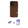 MARSİLYAN™- iPhone 13 Pro Max Kılıf Doruk Asil Koleksiyonu - Siyah Bilvis 5in1 3D Magic Cam Ekran Koruyucu + Renkli Kamera Lens Koruma Cam - SI