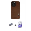 MARSİLYAN™- iPhone 13 Pro Max Kılıf Doruk Asil Koleksiyonu - Siyah Bilvis 5in1 5D Magic Hayalet Cam Ekran Koruyucu + Renkli Kamera Lens Koruma Cam - SI