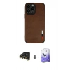 MARSİLYAN™- iPhone 13 Pro Max Kılıf Doruk Asil Koleksiyonu - Siyah Bilvis 5in1 5D Magic Hayalet Cam Ekran Koruyucu + Raze Metal Kamera Lens - GD