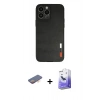 MARSİLYAN™- iPhone 13 Pro Max Kılıf Doruk Asil Koleksiyonu - Siyah Bilvis 5in1 5D Magic Hayalet Cam Ekran Koruyucu + Renkli Kamera Lens Koruma Cam - TU
