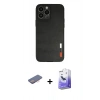 MARSİLYAN™- iPhone 13 Pro Max Kılıf Doruk Asil Koleksiyonu - Siyah Bilvis 5in1 5D Magic Hayalet Cam Ekran Koruyucu + Renkli Kamera Lens Koruma Cam - PE
