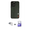 MARSİLYAN™- iPhone 13 Pro Max Kılıf Doruk Asil Koleksiyonu - Siyah Bilvis 5in1 5D Magic Hayalet Cam Ekran Koruyucu + Sierra Blue Pers Alüminyum Kamera Lens