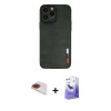 MARSİLYAN™- iPhone 13 Pro Max Kılıf Doruk Asil Koleksiyonu - Siyah Bilvis 5in1 5D Magic Hayalet Cam Ekran Koruyucu + Pers Alüminyum Kamera Lens - KI