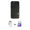 MARSİLYAN™- iPhone 13 Pro Max Kılıf Doruk Asil Koleksiyonu - Siyah Bilvis 5in1 5D Magic Hayalet Cam Ekran Koruyucu + Shine Kamera Lens - GD