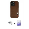 MARSİLYAN™- iPhone 13 Pro Max Kılıf Doruk Asil Koleksiyonu - Siyah Bilvis 5in1 5D Magic Hayalet Cam Ekran Koruyucu + Sierra Blue Pers Alüminyum Kamera Lens