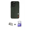 MARSİLYAN™- iPhone 13 Pro Max Kılıf Doruk Asil Koleksiyonu - Siyah Bilvis 5in1 5D Magic Hayalet Cam Ekran Koruyucu + Rainbow Kamera Lens Koruma Cam - BZ