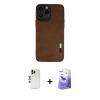 MARSİLYAN™- iPhone 13 Pro Max Kılıf Doruk Asil Koleksiyonu - Siyah Bilvis 5in1 5D Magic Hayalet Cam Ekran Koruyucu + Shine Kamera Lens - GD