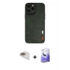 MARSİLYAN™- iPhone 13 Pro Max Kılıf Doruk Asil Koleksiyonu - Siyah Bilvis 5in1 5D Magic Hayalet Cam Ekran Koruyucu + Pers Alüminyum Kamera Lens - GD