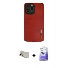 MARSİLYAN™- iPhone 13 Pro Max Kılıf Doruk Asil Koleksiyonu - Siyah Bilvis 5in1 5D Magic Hayalet Cam Ekran Koruyucu + Rose Gold Rainbow Kamera Lens Koruma Cam