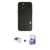 MARSİLYAN™- iPhone 13 Pro Max Kılıf Doruk Asil Koleksiyonu - Siyah Bilvis 5in1 5D Magic Hayalet Cam Ekran Koruyucu + Pers Alüminyum Kamera Lens - KI