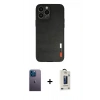 MARSİLYAN™- iPhone 13 Pro Max Kılıf Doruk Asil Koleksiyonu - Siyah Bilvis Hayalet Cam Ekran Koruyucu + Neon Fosforlu Kamera Lens - MI