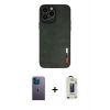 MARSİLYAN™- iPhone 13 Pro Max Kılıf Doruk Asil Koleksiyonu - Siyah Bilvis Hayalet Cam Ekran Koruyucu + Neon Fosforlu Kamera Lens - MI