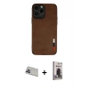 MARSİLYAN™- iPhone 13 Pro Max Kılıf Doruk Asil Koleksiyonu - Siyah Bilvis Hayalet Cam Ekran Koruyucu + Rainbow Kamera Lens Koruma Cam - MR
