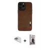 MARSİLYAN™- iPhone 13 Pro Max Kılıf Doruk Asil Koleksiyonu - Siyah Bilvis Hayalet Cam Ekran Koruyucu + Pers Alüminyum Kamera Lens - SABE