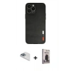MARSİLYAN™- iPhone 13 Pro Max Kılıf Doruk Asil Koleksiyonu - Siyah Bilvis Hayalet Cam Ekran Koruyucu + Pers Alüminyum Kamera Lens - SABE