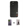 MARSİLYAN™- iPhone 13 Pro Max Kılıf Doruk Asil Koleksiyonu - Siyah Bilvis Hayalet Cam Ekran Koruyucu + Neon Fosforlu Kamera Lens - YL