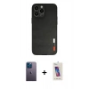 MARSİLYAN™- iPhone 13 Pro Max Kılıf Doruk Asil Koleksiyonu - Siyah Joko 5D Cam + Neon Fosforlu Kamera Lens - MI